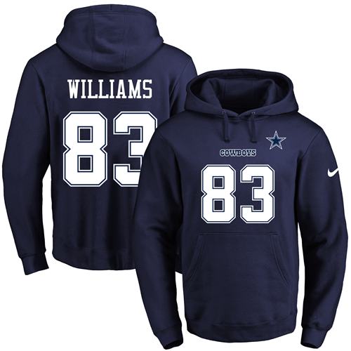 Nike Cowboys #83 Terrance Williams Navy Blue Name & Number Pullover NFL Hoodie - Click Image to Close